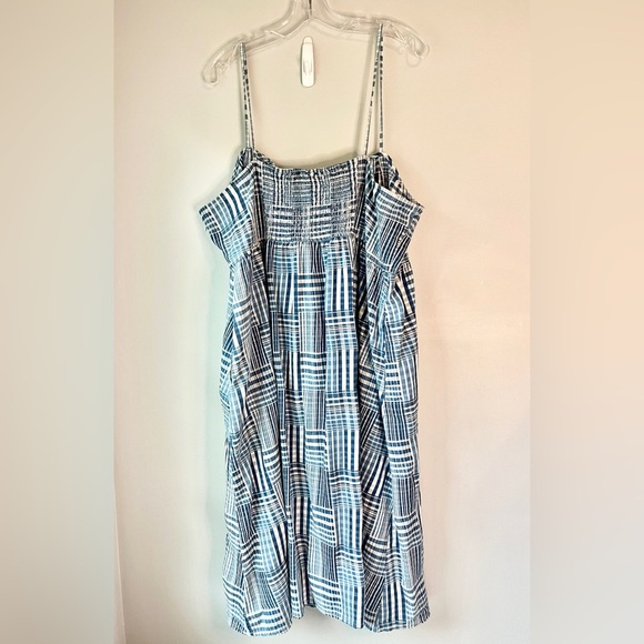 J. Crew A Line Gingham Blue Midi Patchwork Americana Dress - Picture 5 of 12